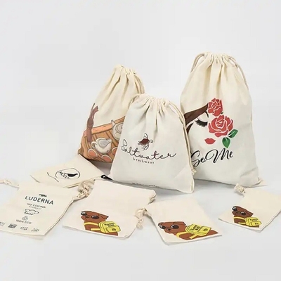 Wholesale Personalized Colorful Muslin Bag Custom Small Cotton Drawstring Bag Pouch