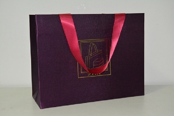 Custom Print Shopping Gift Paper Bags Laminated With Cloth Satin Silk Linen And With Your Own Logo And Handle