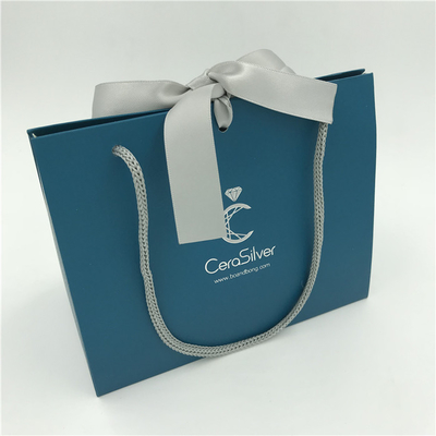 .Custom Print Shopping Gift Foldable Paper Bags Dark Blue With Your Own Logo