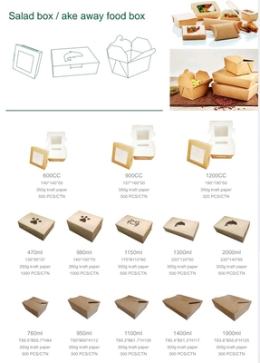 Eco-Friendly and De-Plasticizing Salad Kraft paper Take Away Food Box